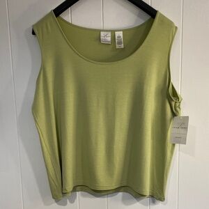 Green Rayon Tank Top Shell Elevated Essential Layering Piece Emma James Size 2XL